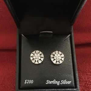 NIB Diamond Sterling Silver Stud Earrings
